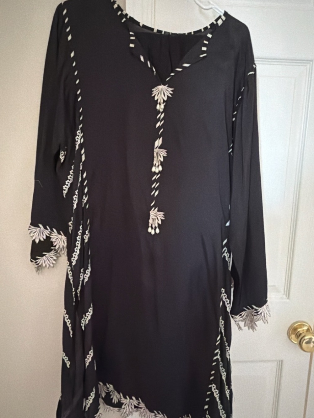 Sana Safinaz Black Embroidered shirt with Cream Accent